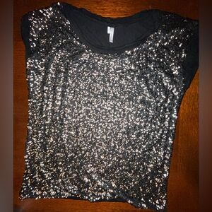 Vintage Studio Y Sequin Black Top Size XL